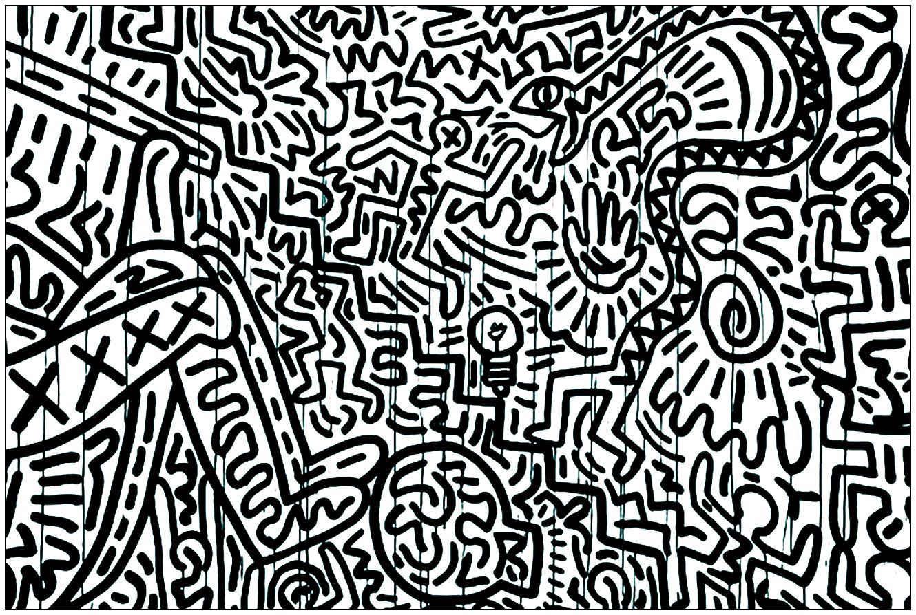 キース・ヘリングの絵画から作成した塗り絵 (ぬりえ ポップアート 大人向け印刷用)