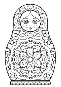 子ども向けロシア人形のぬりえイラスト (ぬりえ ロシア人形 印刷用)