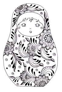 無料でダウンロードできるロシア人形のぬりえイラスト (ぬりえ ロシア人形 印刷用)
