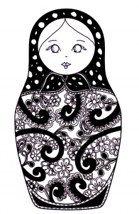 ロシア人形の子ども向けぬりえイラスト (ぬりえ ロシア人形 印刷用)