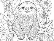 ぬりえページ ナマケモノ 大人向け印刷用