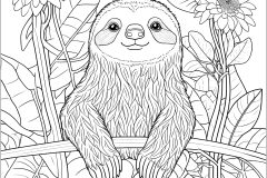 複雑なぬりえページ ナマケモノ 大人向け印刷用