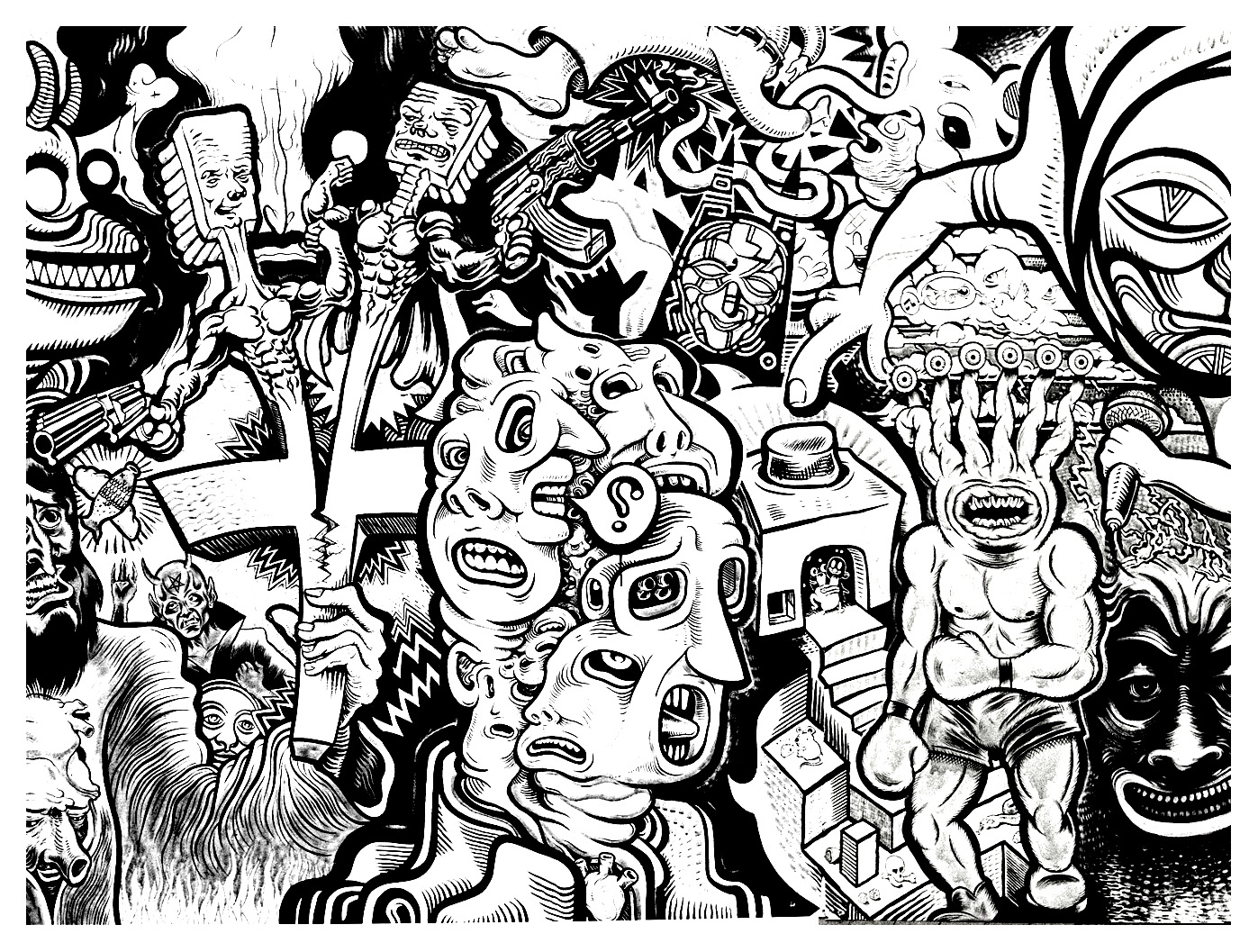 無料で印刷して塗れるグラフィティ / ストリート アートのぬりえイラスト (グラフィティ / ストリート アート)