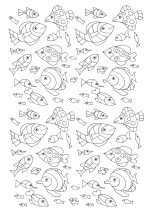 複雑なぬりえページ 水の世界 大人向け印刷用