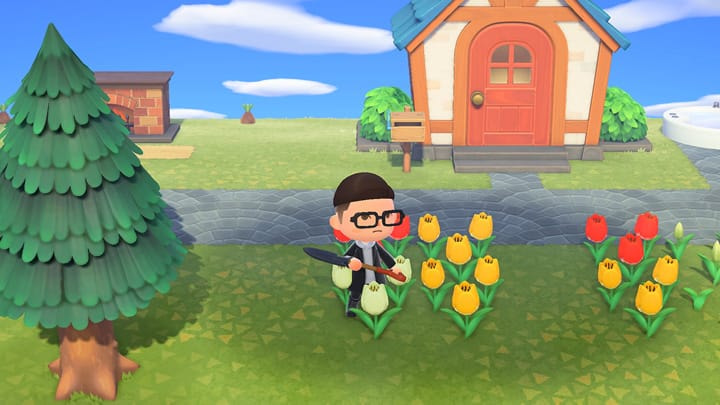 Official Animal Crossing: New Horizons screenshot of gardening