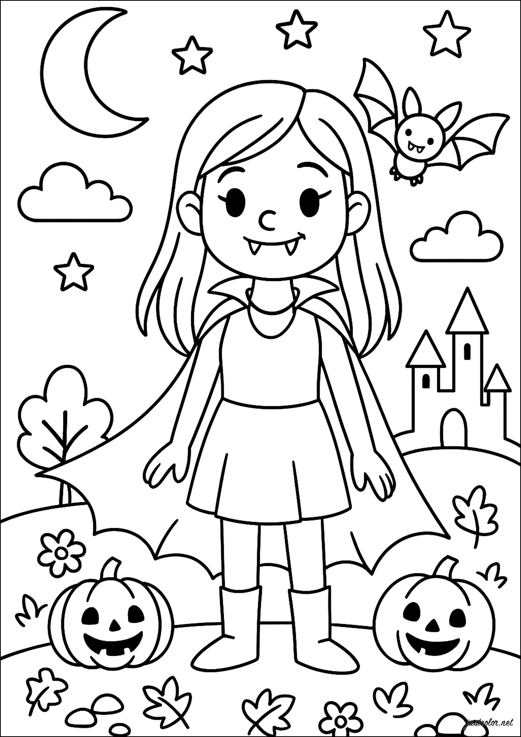 Just Color coloring page with a mysterious atmosphere