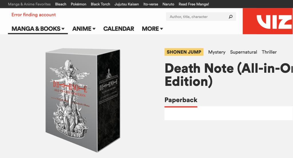 Official page for the Death Note All-in-One edition at VIZ