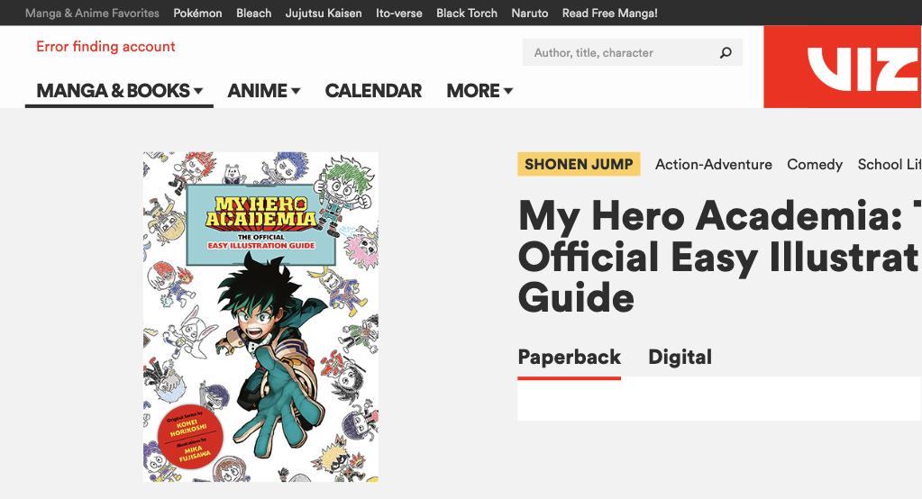 Official page for the My Hero Academia illustration guide on VIZ