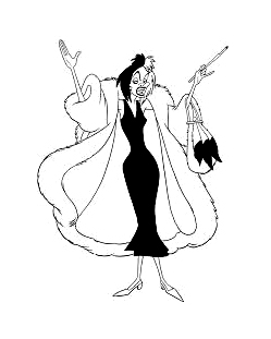 Drawing of Cruella to color