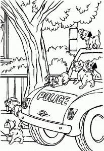 Free 101 Dalmatians drawing to download and color