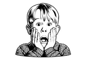Scared Kevin (Home Alone Coloring Page)