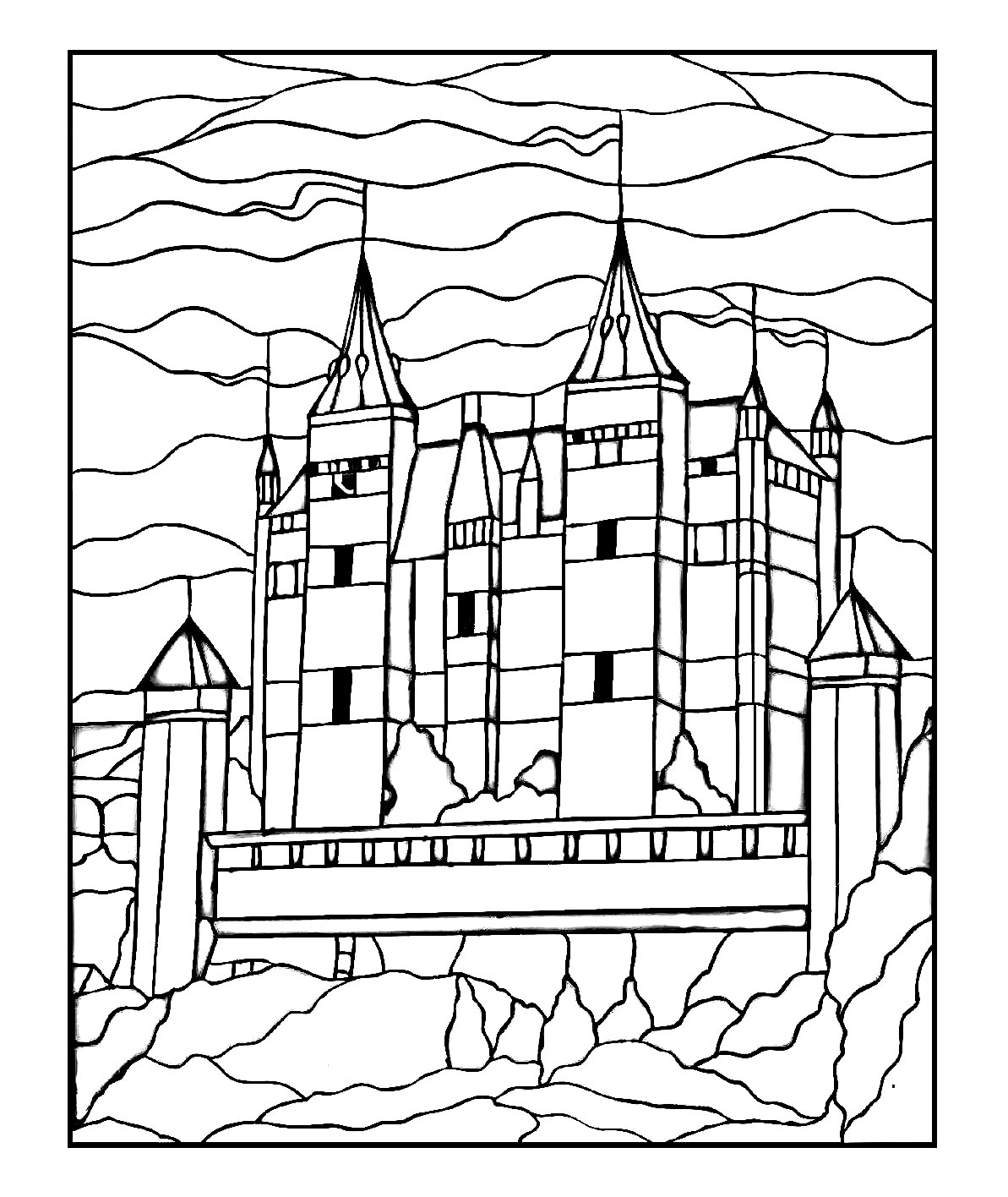 Adult coloring page with few details for kids