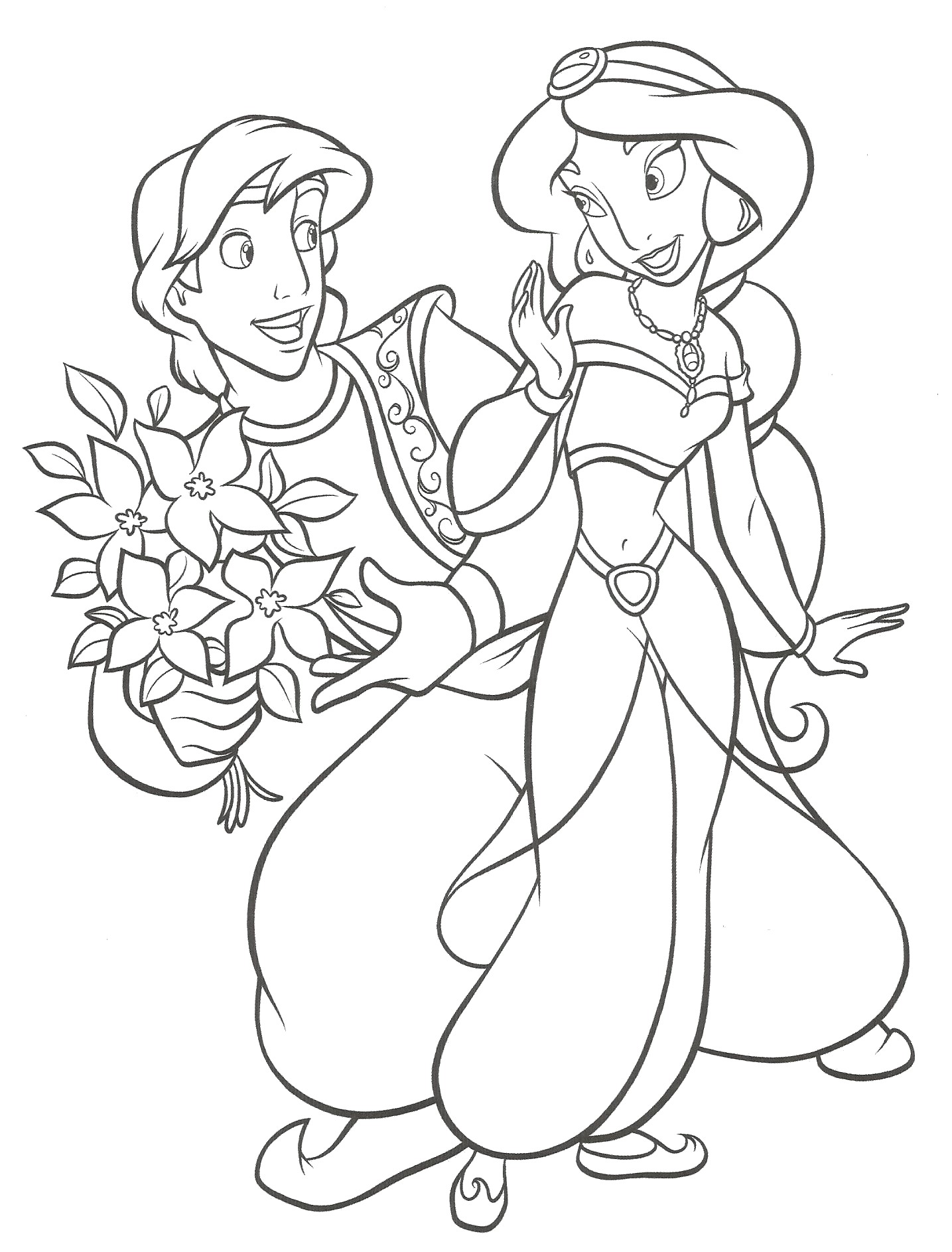 Outline for my drawing of Aladdin and Jasmine by jonstallion on DeviantArt