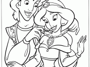 Aladdin (and Jasmine) Coloring Pages for Kids