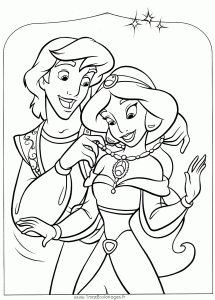 Coloring page aladdin (and jasmine) free to color for kids
