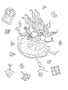 Alice in Wonderland coloring pages to print for kids