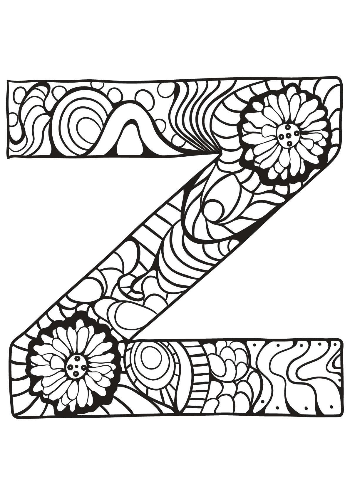 Simple Alphabet coloring page : Z