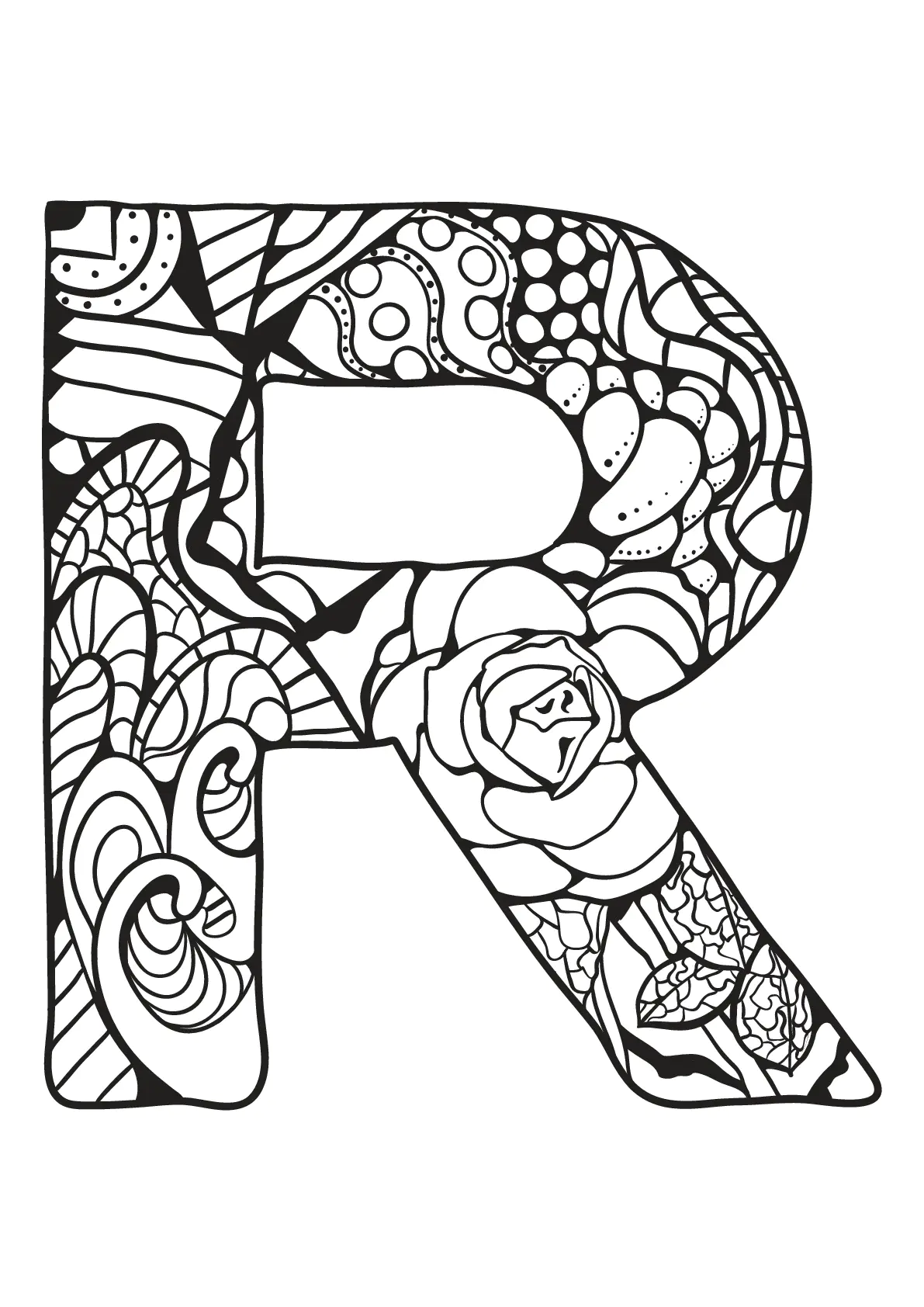 Alphabet to color for kids : R