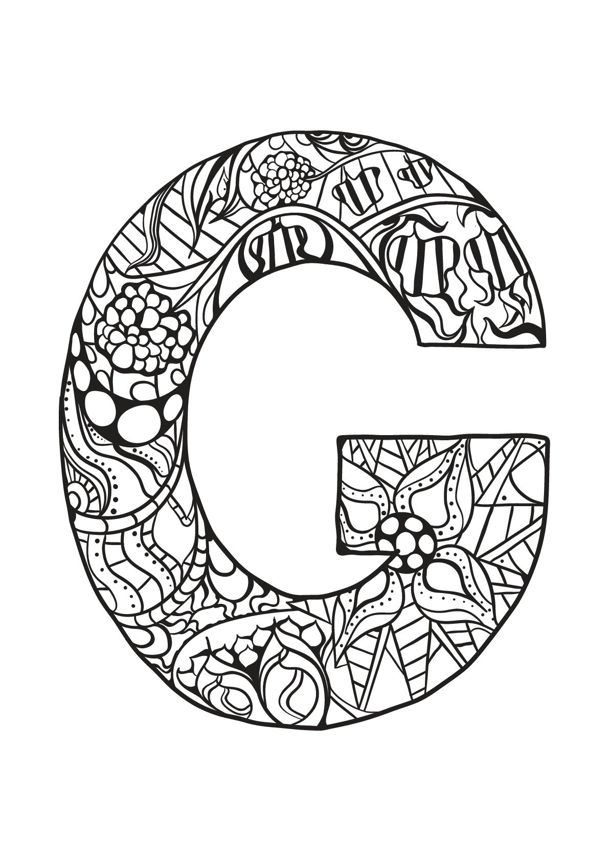 Alphabet to download for free : G - Alphabet Kids Coloring Pages