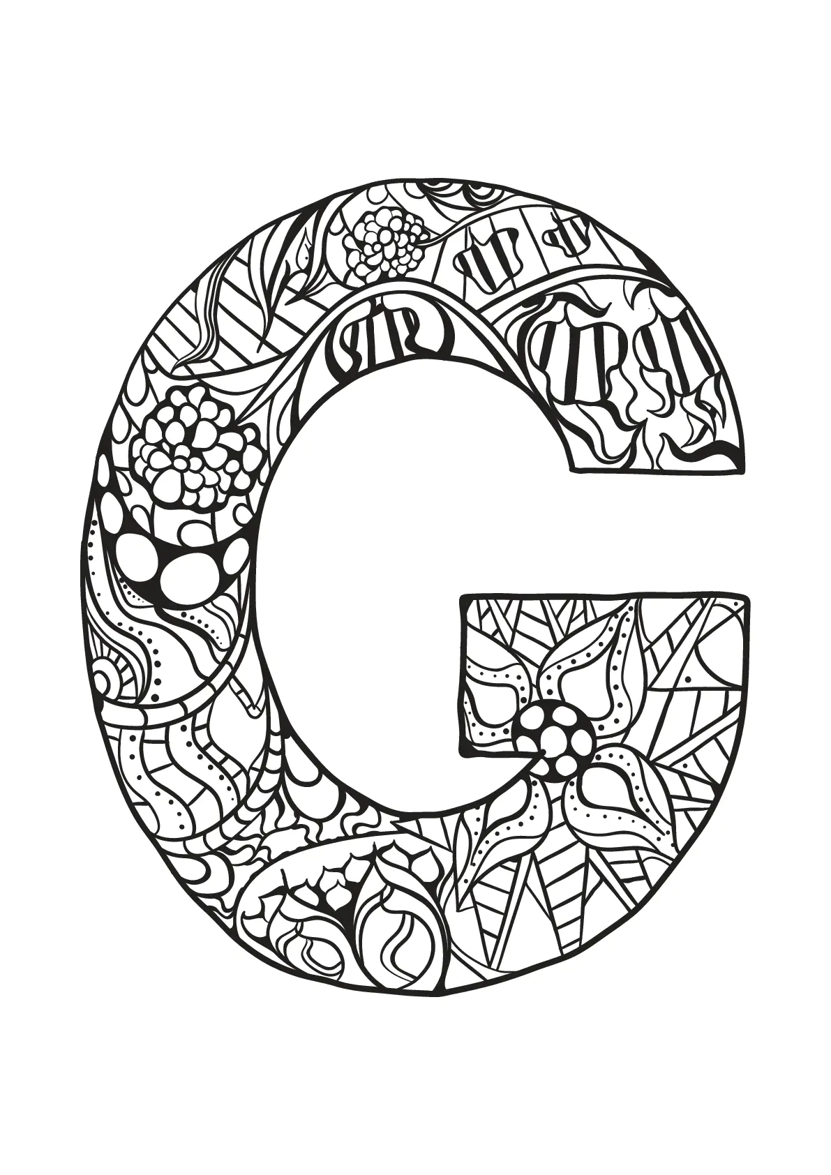 Alphabet to download for free : G (Printable Coloring Page for Kids)