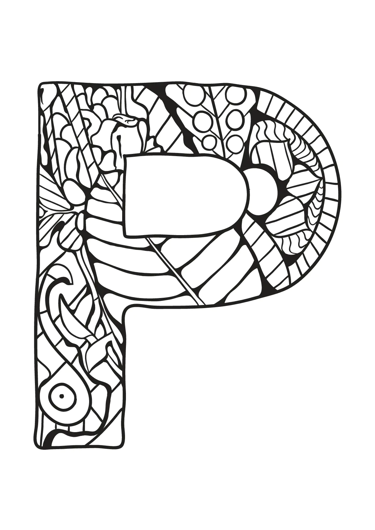Alphabet for children : P (Printable Coloring Page for Kids)