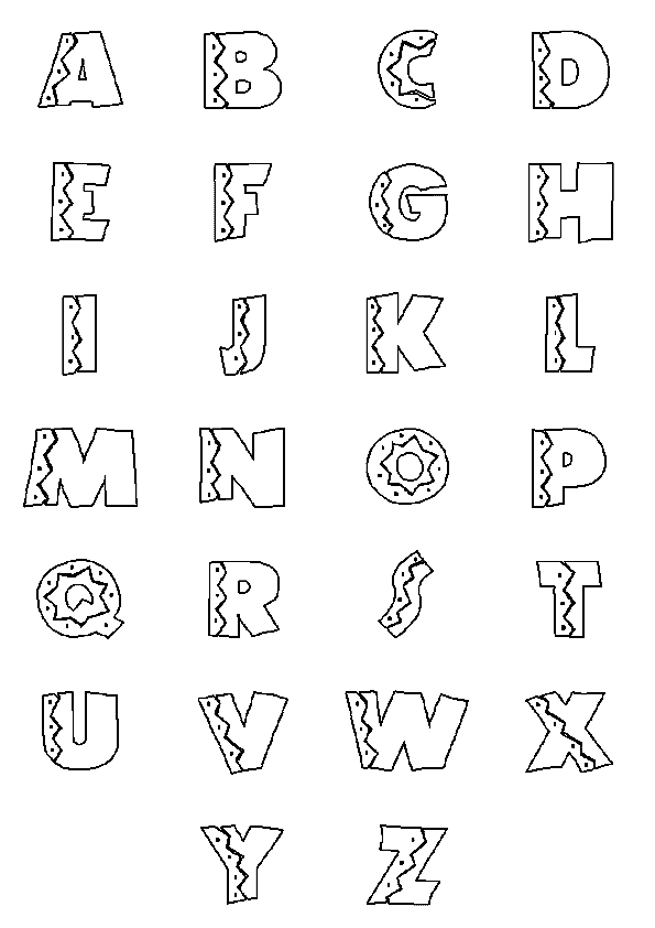 Simple alphabet coloring pages