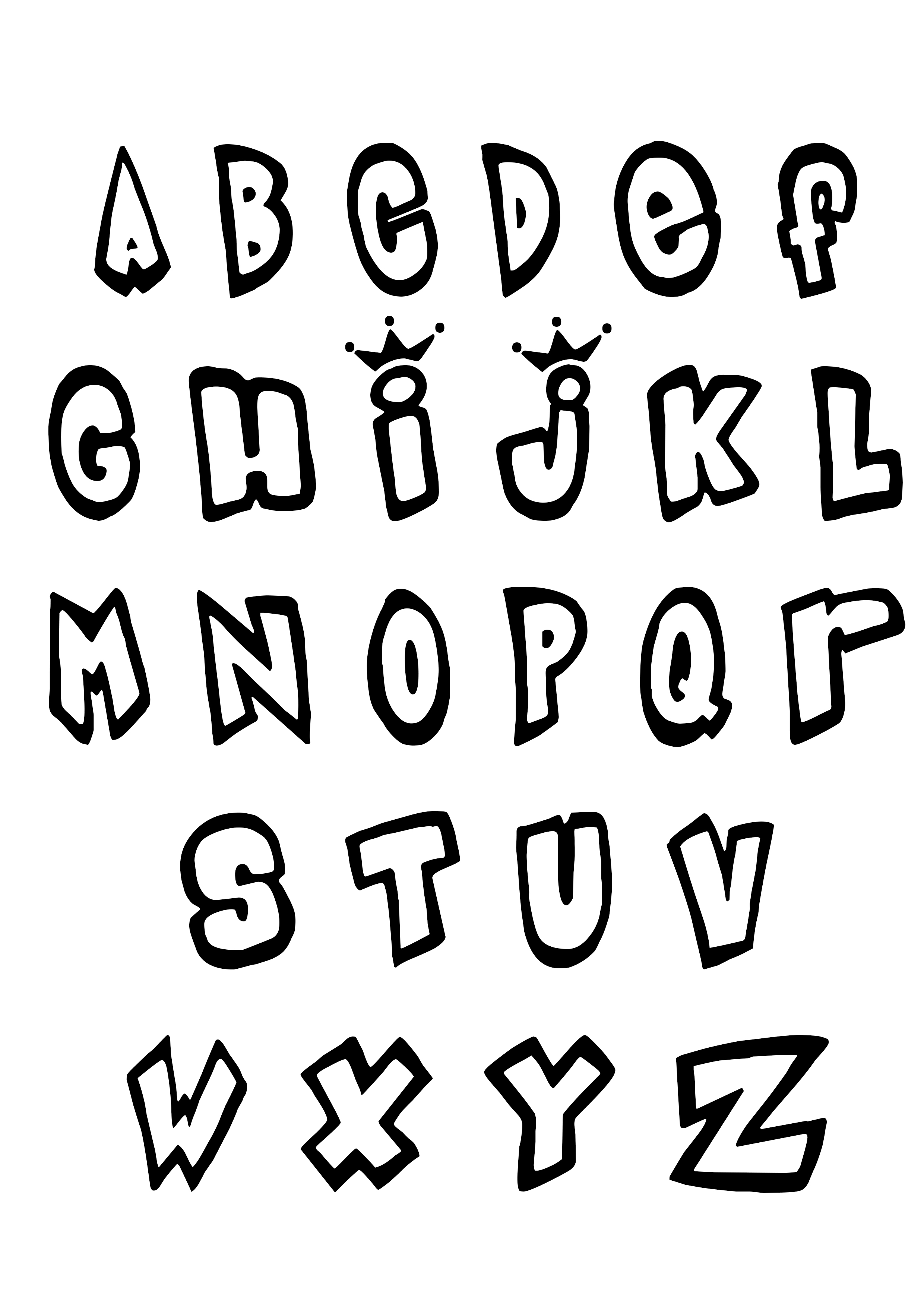 Simple Alphabet coloring page for children : From A to Z (Larger border)