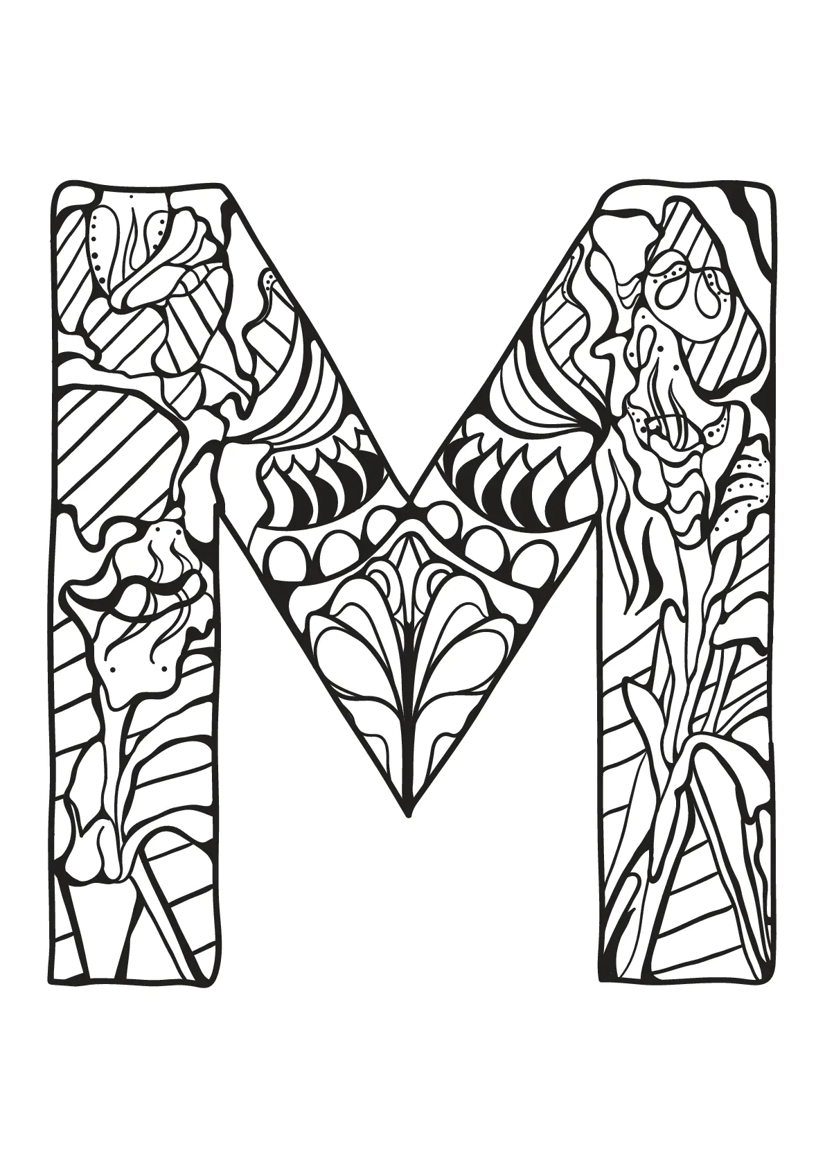 Alphabet to color for kids : M