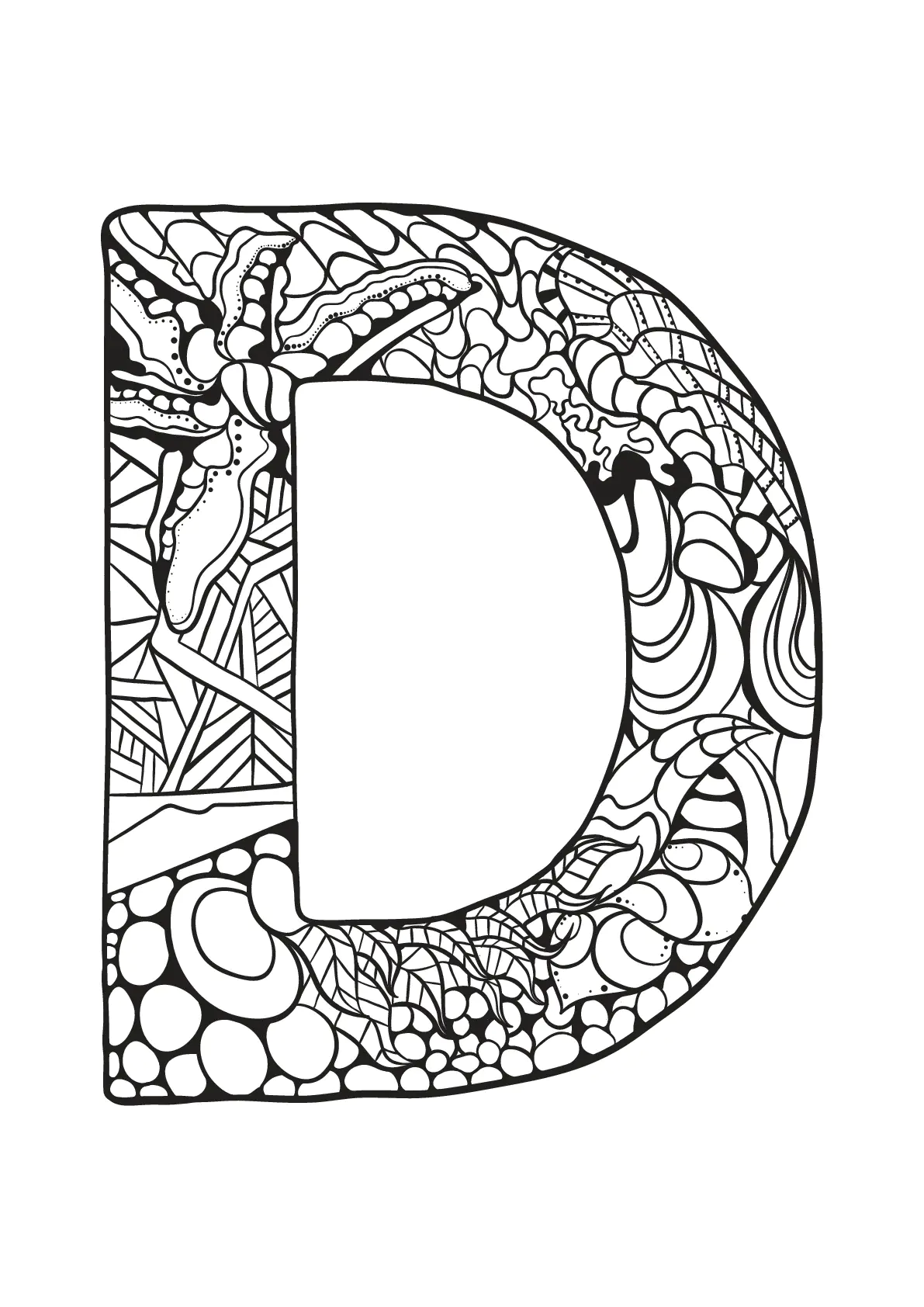 Alphabet to print : D (Printable Coloring Page for Kids)