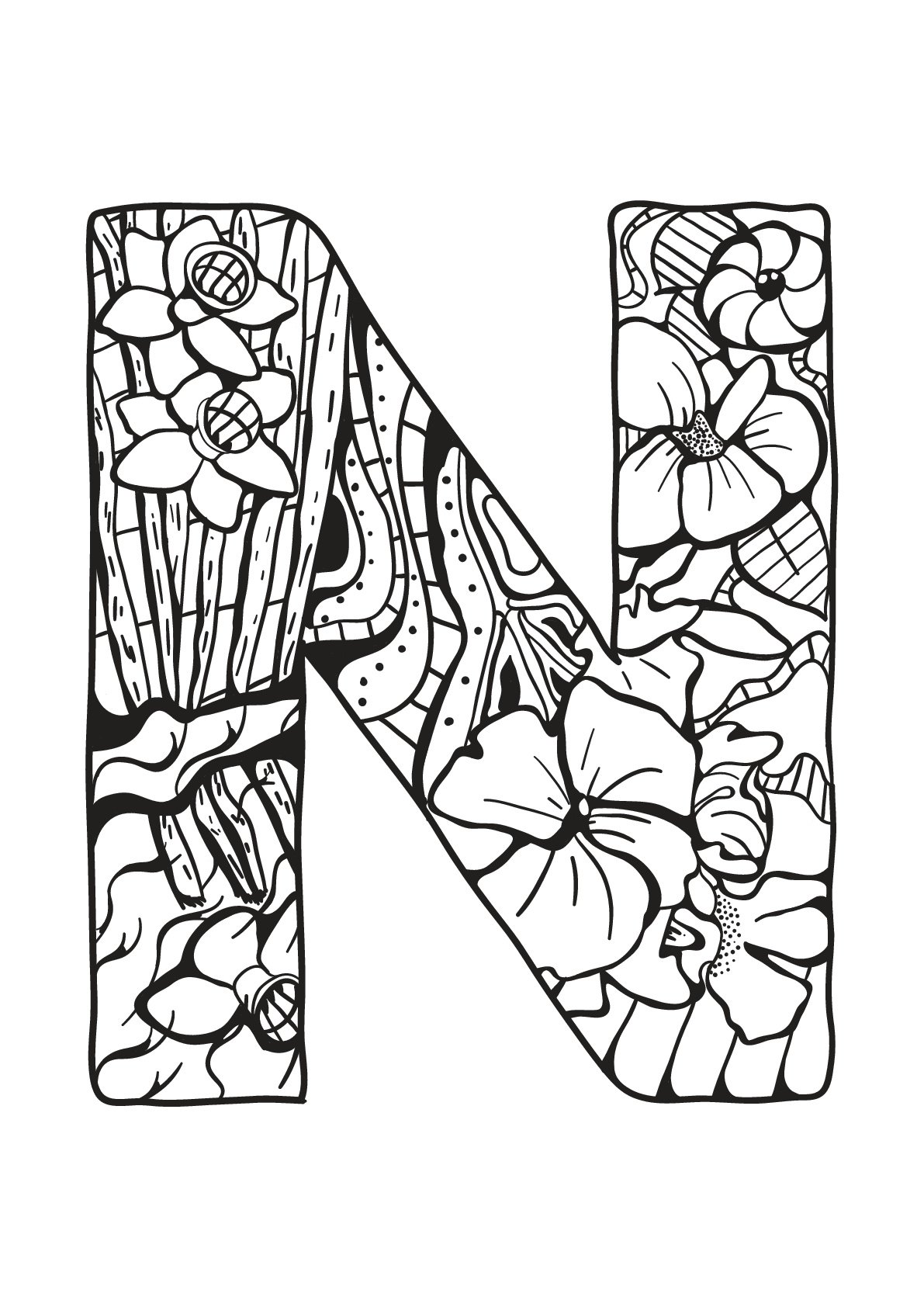 Alphabet for children : N - Alphabet Kids Coloring Pages