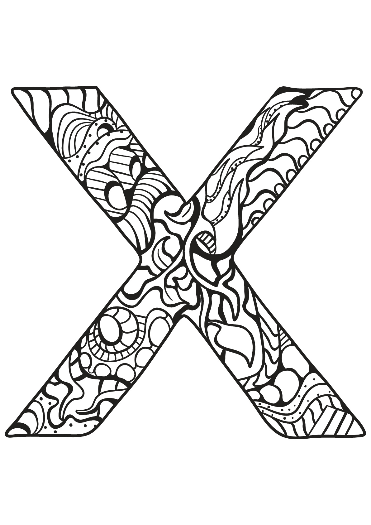 Free Alphabet coloring page to download : X