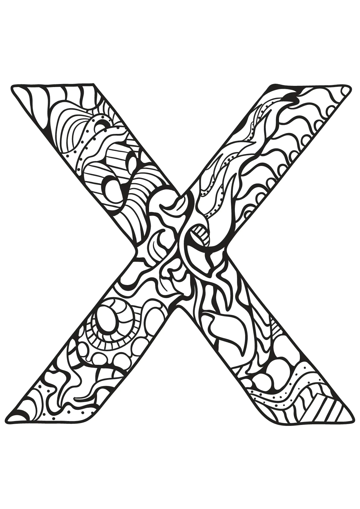 Alphabet to color for kids : X