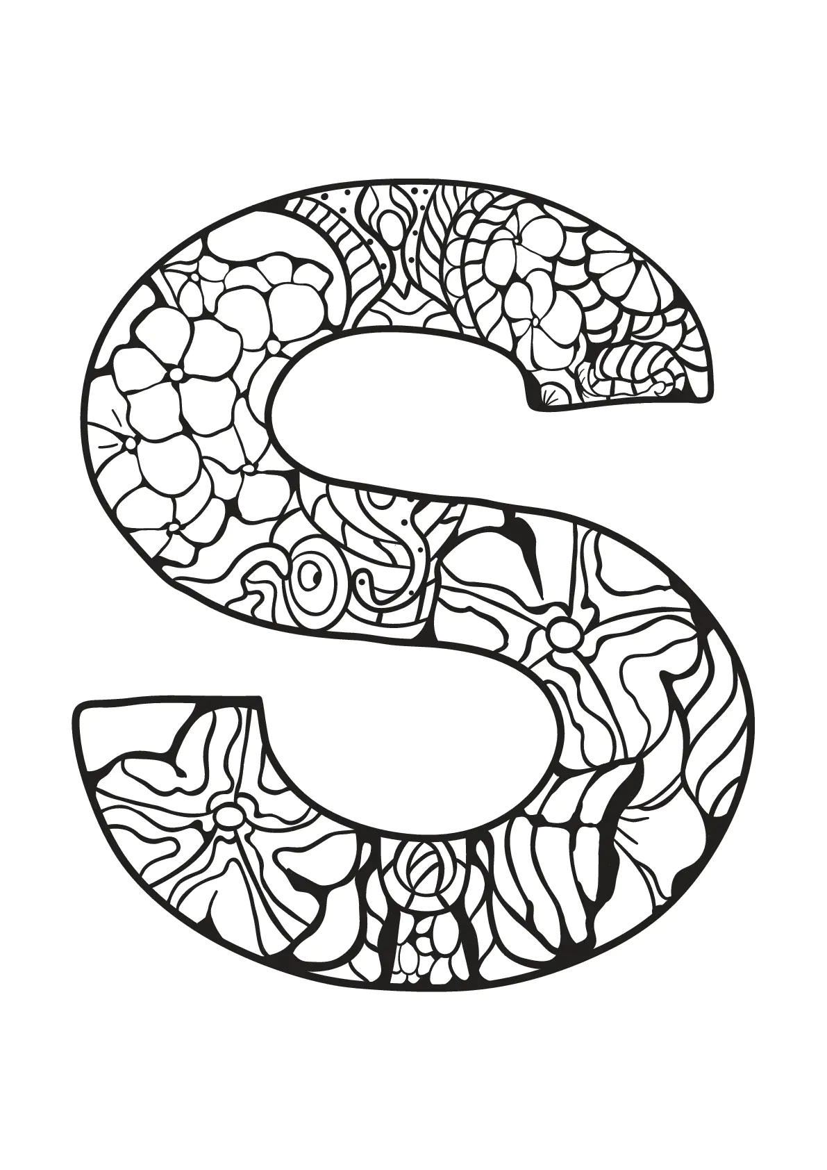 Alphabet to print : S (Printable Coloring Page for Kids)