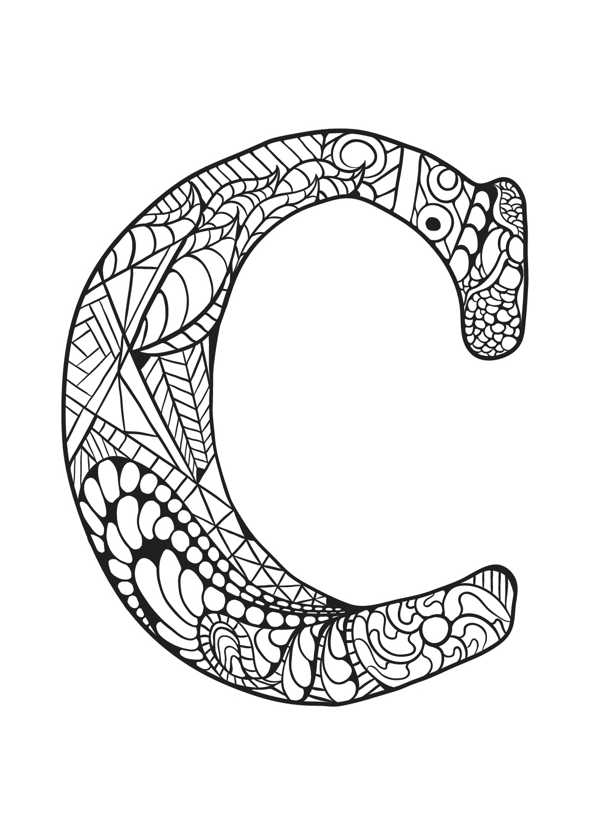 Alphabet coloring page to print and color for free : C