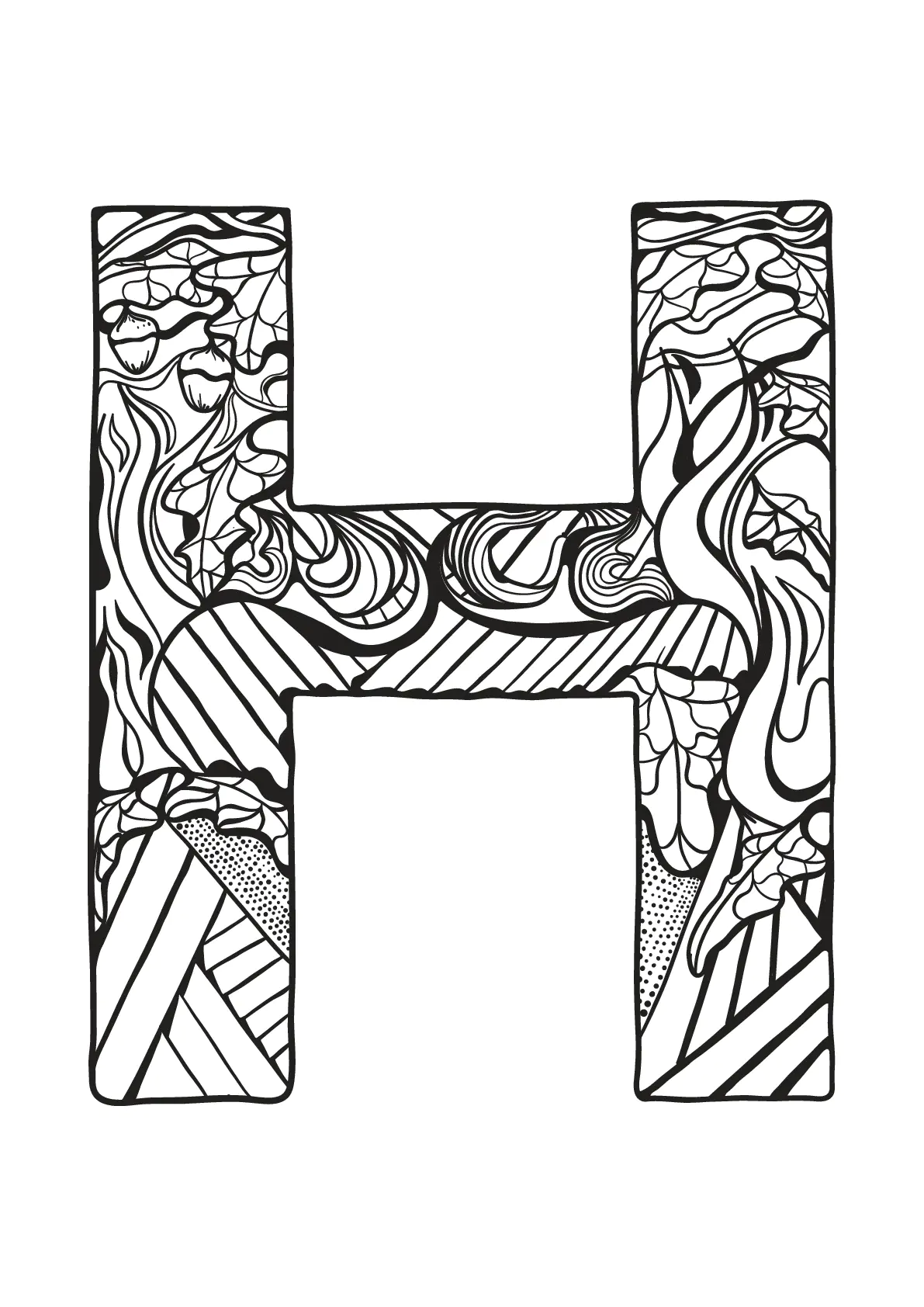 Alphabet free to color for children : H