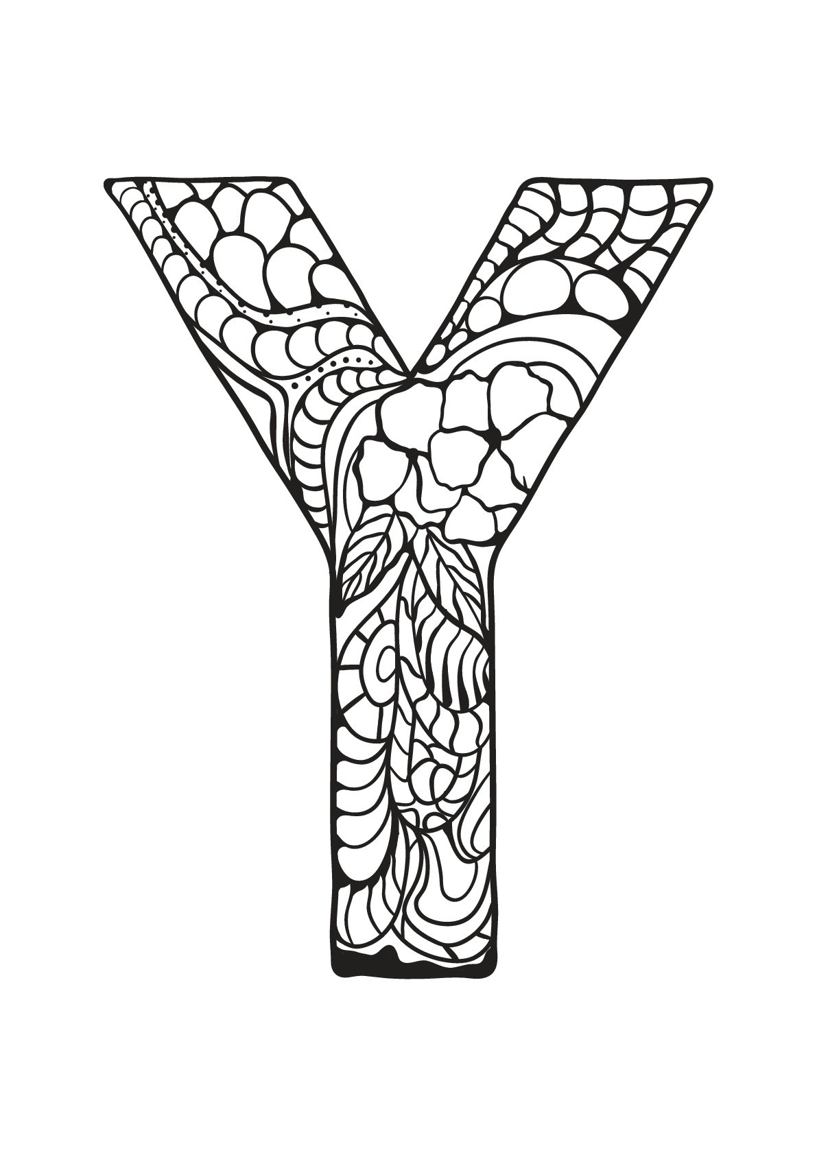 Alphabet coloring page to print and color for free : Y