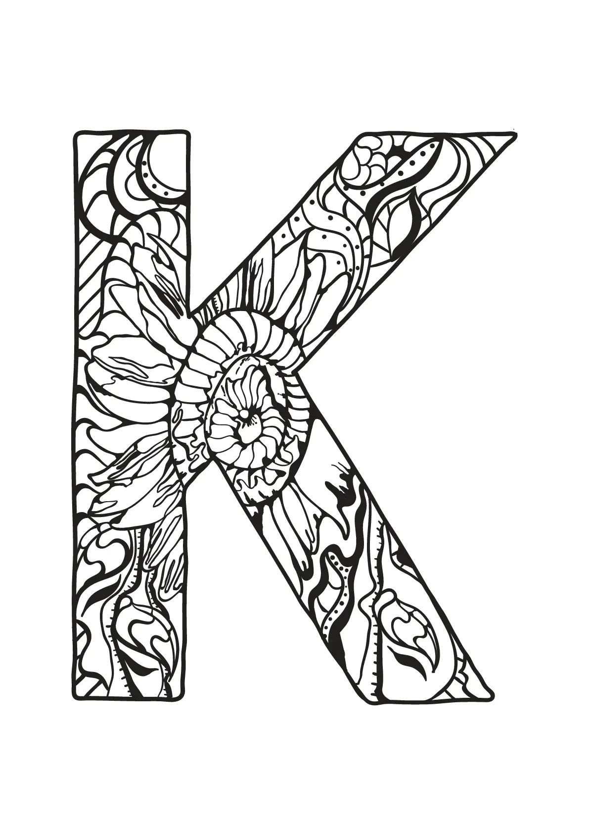 Alphabet free to color for children : K