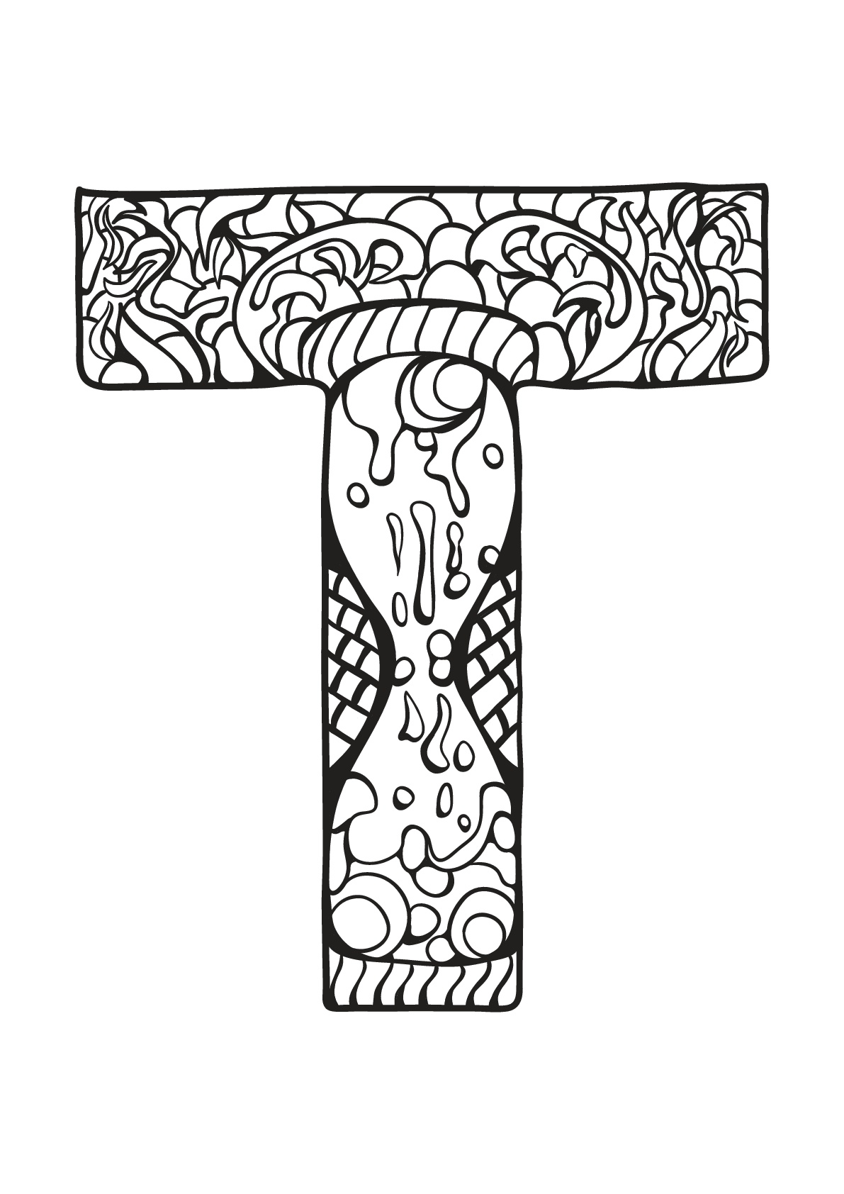 Beautiful Alphabet coloring page : T