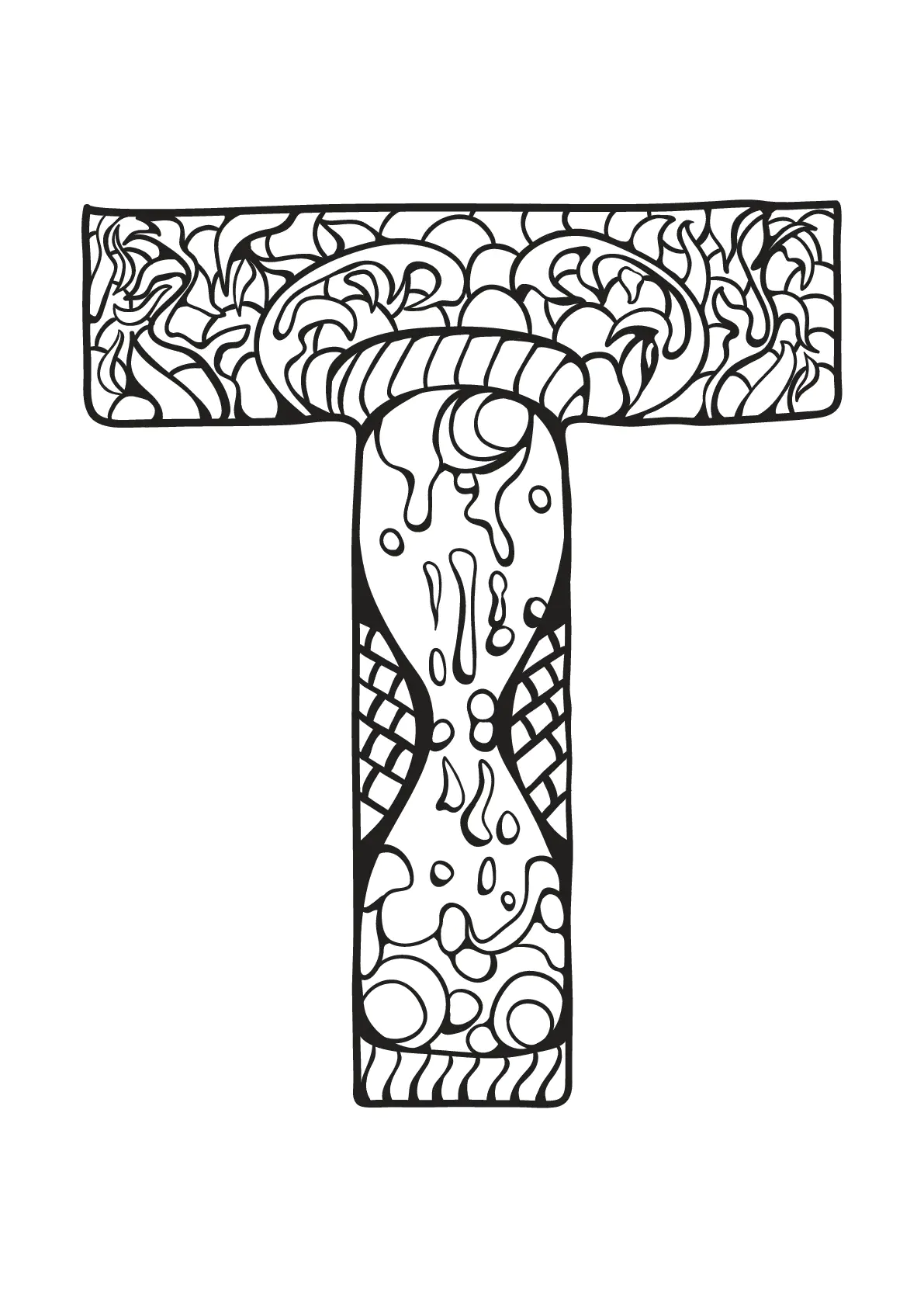Alphabet free to color for children : T