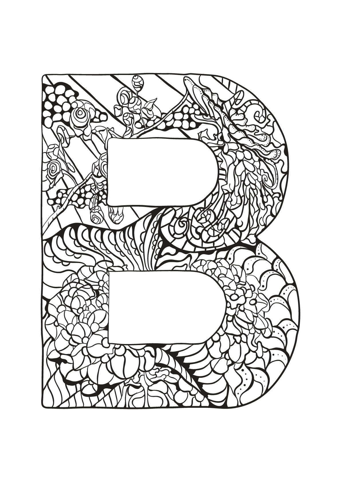 Incredible Alphabet coloring page to print and color for free : B