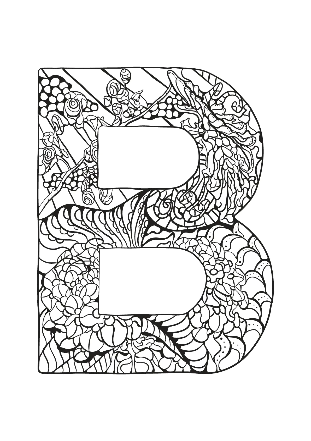 Alphabet to download for free : B (Printable Coloring Page for Kids)