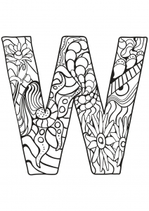 Coloring page alphabet to download : W