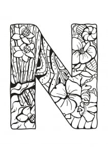 Coloring page alphabet for children : N