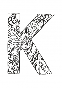 Coloring page alphabet free to color for children : K