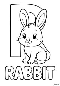 R for Rabbit (Alphabet Coloring Page)