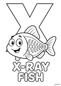 X as in X-Ray Fish (Alphabet Coloring Page)
