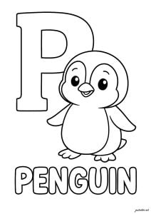 P for Penguin (Alphabet Coloring Page)