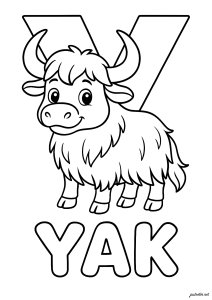 Y as in Yak (Alphabet Coloring Page)