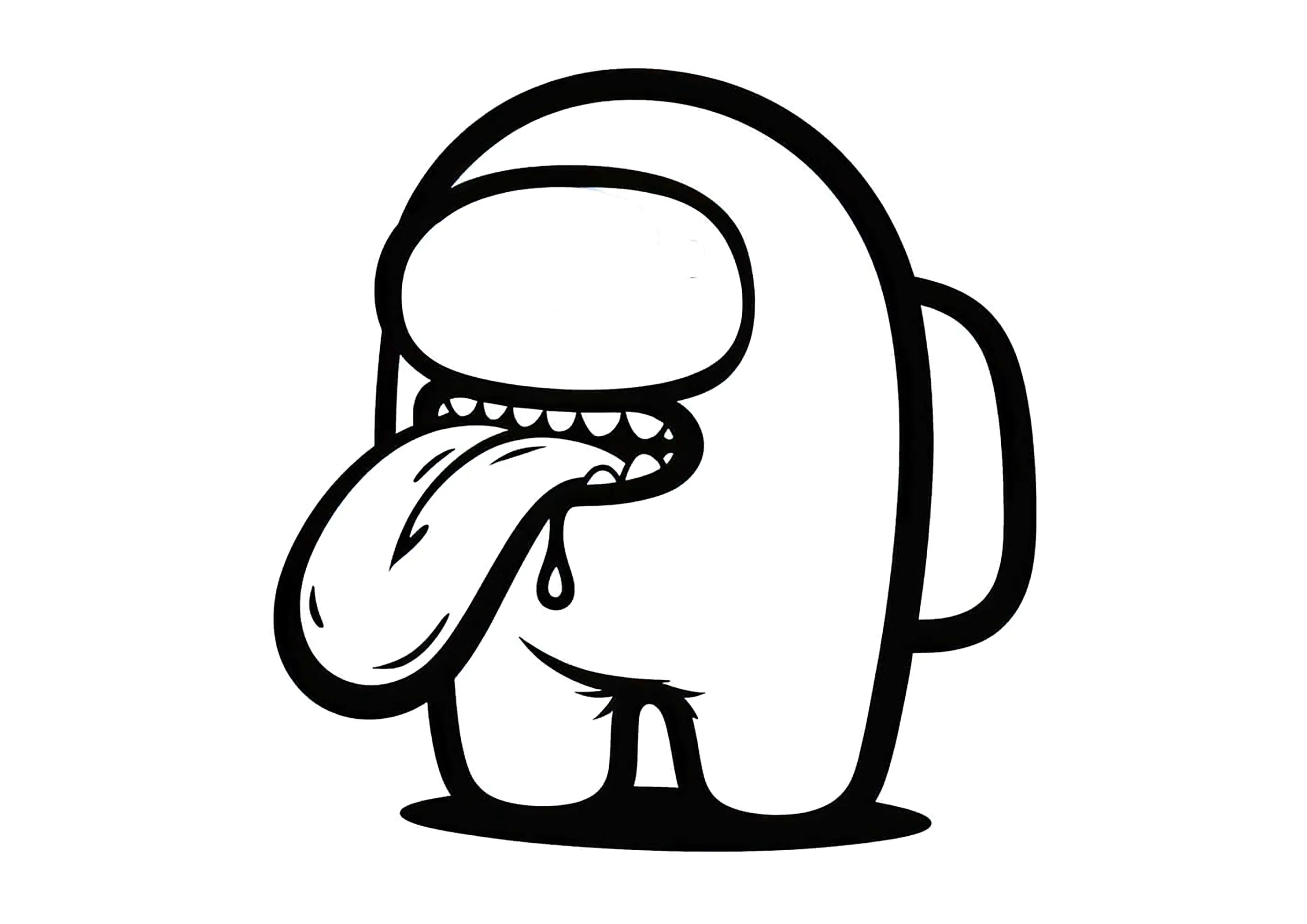 Crew member with tongue hanging out (Printable Among Us Coloring Page for Kids)