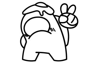 Printable Among Us Coloring Page for Kids : With an omelette on your head